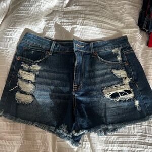 Aeropostale Dark Blue Distressed Jean Shorts